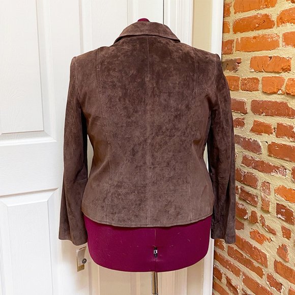NWT Beautiful I.E. Woman 100% Leather Brown Suede Jacket with Pink Lining - Picture 4 of 6